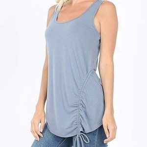 New Zenana Premium Tank Top Side Tie Ash Blue sz M